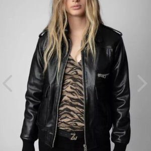 Zadig & Voltaire Luka Leather Fur Lined Jacket XS NWT